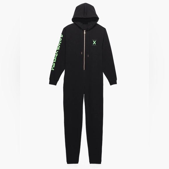 Savage X Fenty Pants - Savage X Fenty Forever Savage Hooded Onesie - Black Caviar